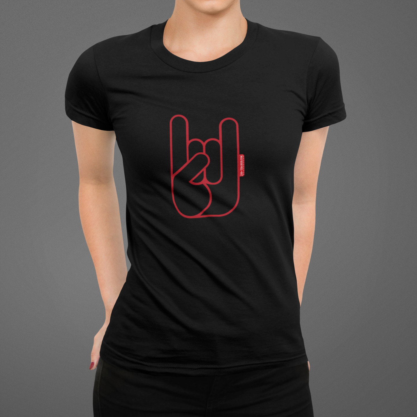 T-shirt Femme  Oh Yeahhh Metal Horns Black & Red